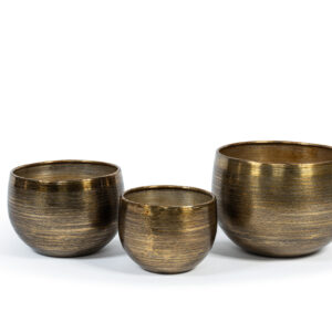 Planter set of 3 hammered gold antique